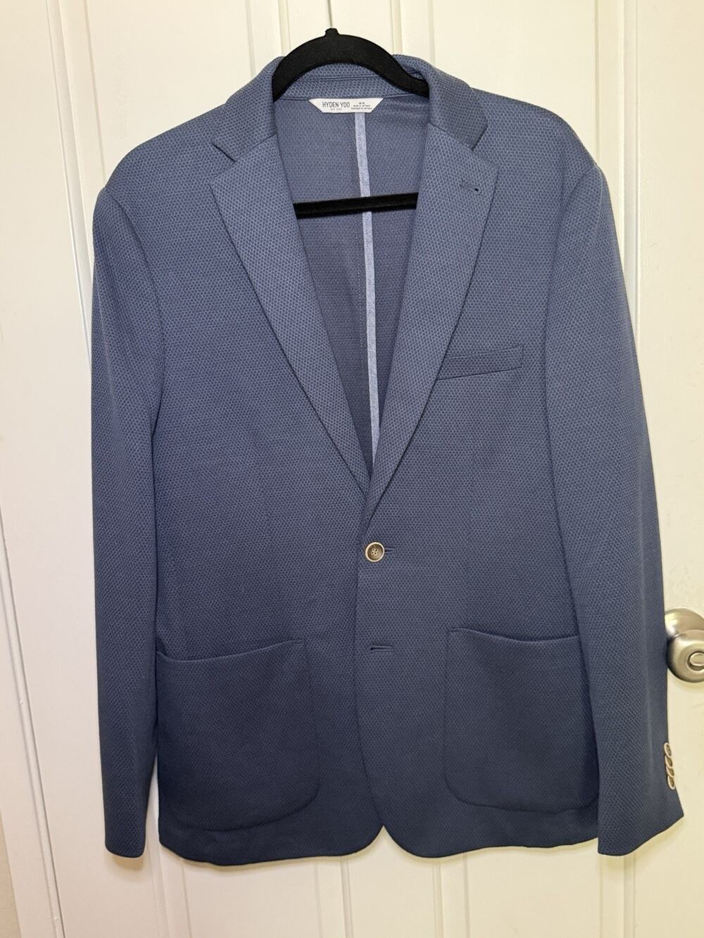 Hyden Yoo Jameson Knit Blazer Mid Blue Mens Medium MBCJ2404 NWOT
